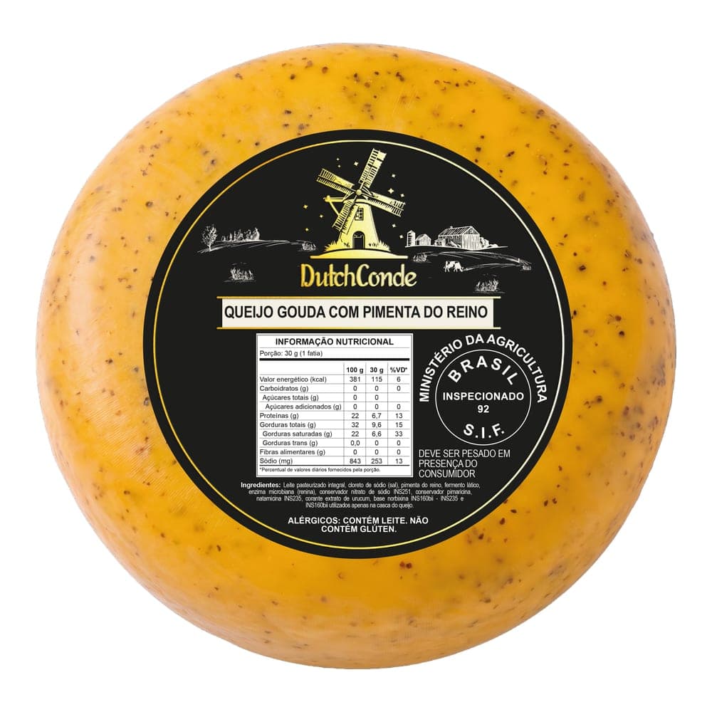 QUEIJO GOUDA PIMENTA PEÇA – 5KG