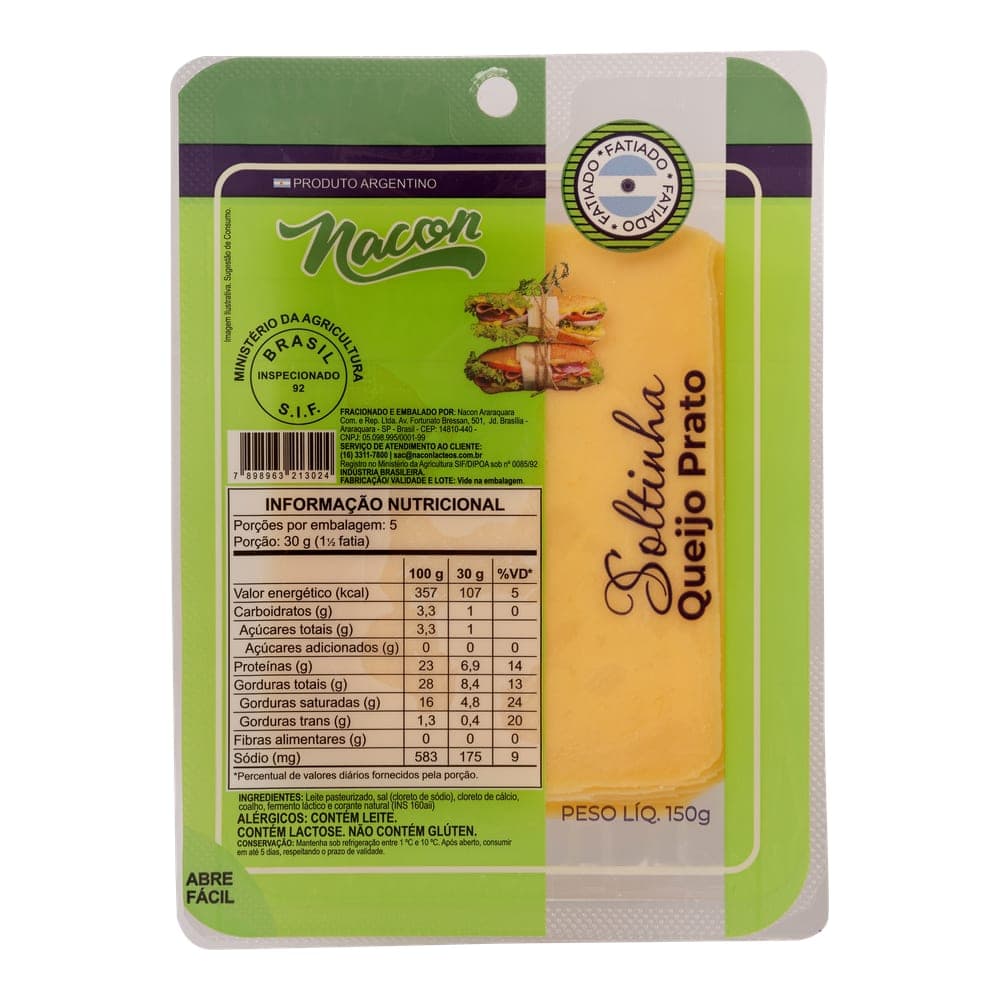 QUEIJO PRATO NACON FATIAS 150G – 24UNI